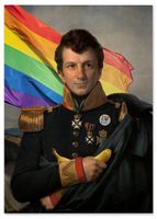 Obraz na płótnie portret generał tęczowa flaga 70x100 cm