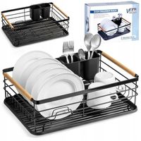 Ociekacz DUŻA SUSZARKA stojąca naczynia talerze sztućce czarna metal XXL