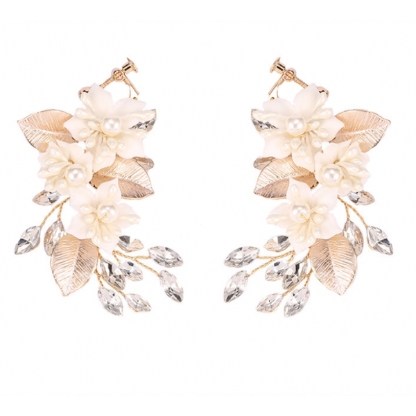 Kolczyki ślubne BOHO wizytowe wiszące z kryształkami stal szlachetna KOLS10 zdjęcie 1