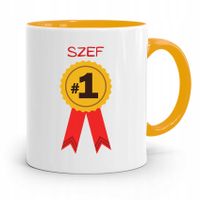 Kubek Żółty Prezent Dla Szefa Szef Na Medal #1 Z Nadrukiem Ze Zdjęciem