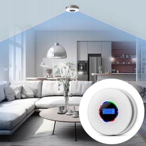 CZUJNIK CZADU I DYMU 2w1 detektor tlenku węgla LCD certyfikowany ALARM X 2 na Arena.pl