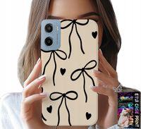 ETUI DO MOTOROLA E15 / G05 - BEŻOWE KOKARDKI WSTĄŻKA MODNE WZORY