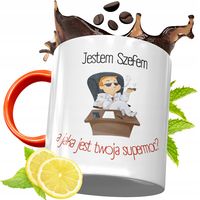 Kubek Pomarańczowy Dla Szefa Prezent Z Nadrukiem Ze Zdjęciem