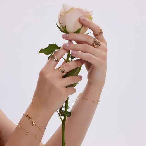 pierścionek złoty ażurowy z cyrkoniami - kwiaty 11 na Arena.pl