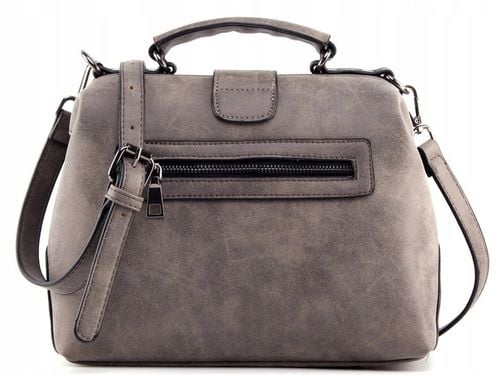 TOREBKA SZARA Damska Kuferek na Ramię do Ręki Pojemna Zamsz na Arena.pl