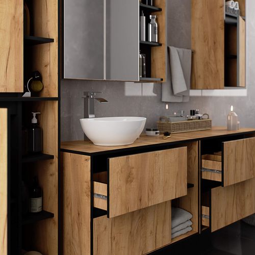 Szafka łazienkowa wisząca VAMI 35 cm 1 drzwi 3 półki - dąb craft czarny na Arena.pl