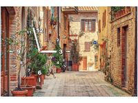 60CM 40CM ZEGAR OBRAZ STARA ALEJKA TOSKANII DRUK PŁÓTNO RAMA