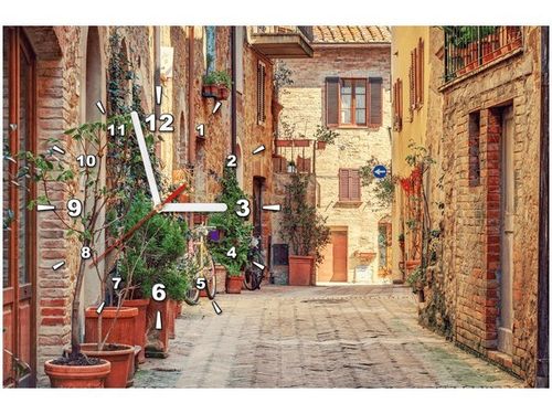 60CM 40CM ZEGAR OBRAZ STARA ALEJKA TOSKANII DRUK PŁÓTNO RAMA na Arena.pl