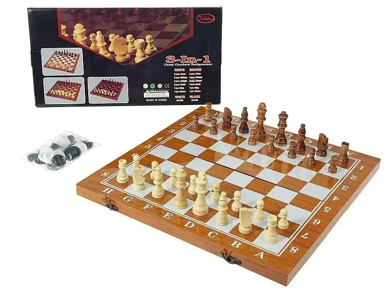 Szachy drewniane 3w1 zdjęcie 1