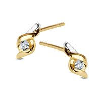 dwukolorowe złote kolczyki z brylantami