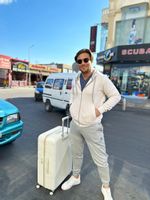 Sweter z kapturem na zamek ecru Ewelin Rozmiar - XXL