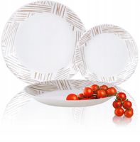 Serwis talerzy zestaw komplet OBIADOWY 18 el 6 osób zdobiony ze wzorem