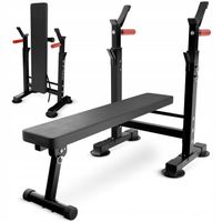 ŁAWKA TRENINGOWA PŁASKA SKŁADANA REGULOWANA ĆWICZEŃ STOJAK NA SZTANGĘ