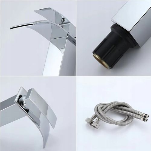 WYSOKA BATERIA UMYWALKOWA STOJĄCA NABLATOWA WODOSPAD ŁAZIENKOWA KRAN CHROM na Arena.pl