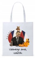 Prezydent Andrzej Duda Torba Eco Biała Shopper Z Nadrukiem Ze Zdjęciem