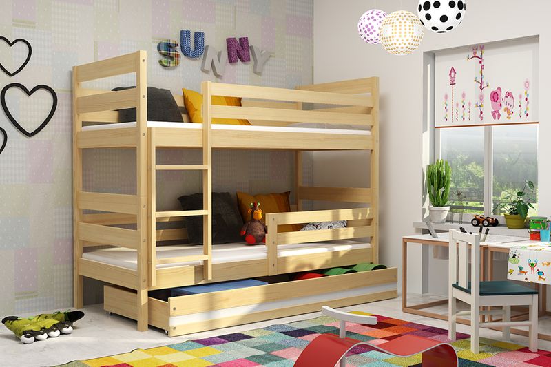 Łóżko piętrowe Eryk 200x90 dla dzieci drewniane meble dziecięce na Arena.pl