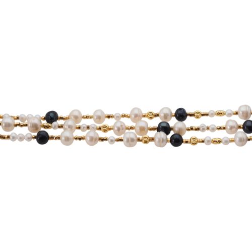 Naszyjnik - Białe, granatowe Perły hodowane i srebro złocone na Arena.pl