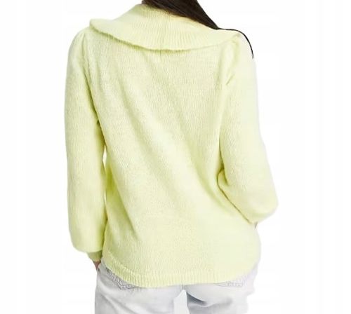 Pieces Sweter z haftowanym kołnierzykiem w kolorze żółtym L na Arena.pl