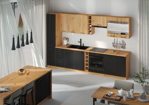 Meble kuchenne Dena artisan/czarny 315cm 11 szafek na Arena.pl