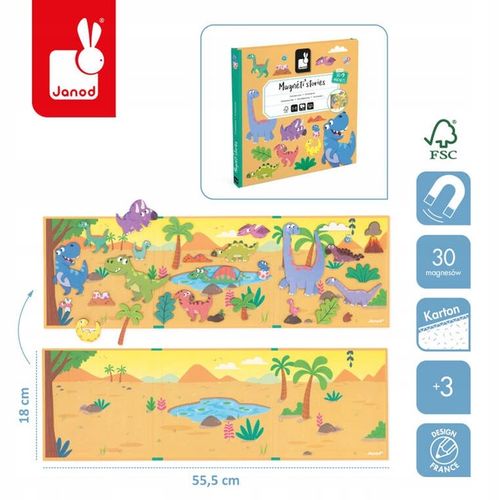 Magnetyczna Układanka Dinozaury Magneti'stories 3+ Janod na Arena.pl
