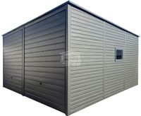 Garaż blaszany 6x6m 2x brama uchylna drzwi okno dach  GP594