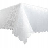 OBRUS 140x220 PLAMOODPORNY BIAŁY BIEŻNIK ELEGANCKI STÓŁ ŚWIĘTA SUPER JAKOŚĆ