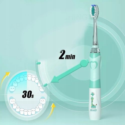 Soniczna Szczoteczka do Zębów dla Dzieci SEAGO SG-977 Zielona 4 na Arena.pl
