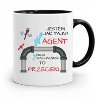Kubek Czarny Prezent Hydraulika Jak Tajny Agent Z Nadrukiem Ze Zdjęciem
