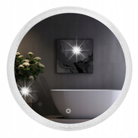 LUSTRA KRYSZTAŁOWE LUSTRO OKRĄGŁE LED REA YH-3563 ŁAZIENKOWE 60x60 cm