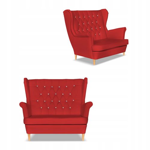 Zestaw uszak Gaja ekoskóra skaj sofa fotele Family Meble czerwony na Arena.pl