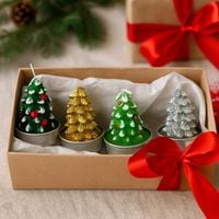 Świeca w Kształcie Choinki - 12 sztuk - 4 Kolory, Dekoracyjna Świeca