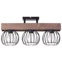 Plafon LAMPA sufitowa MILAN 31573 Sigma industrialna OPRAWA metalowe klatki drewno brązowe
