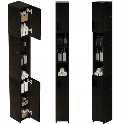 Regał Łazienkowy Stojący Szafa Czarny Loft Szafka Półka Słupek Wysoki 182cm na Arena.pl