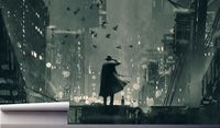 Fototapeta MROCZNE DESZCZOWE MIASTO NOCĄ