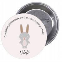 Przypinki buttony PRZEDSZKOLE królik- twój tekst