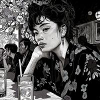 Plakat 70x70cm Czarne Kimono