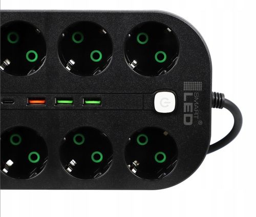 Przedłużacz listwa zasilająca 2 metry 8 gniazd + ładowarka USB + USB-C na Arena.pl