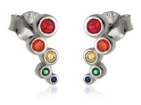 RODOWANE SREBRNE KOLCZYKI KÓŁKA KOLOROWE CYRKONIE