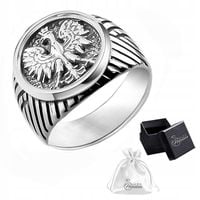 Sygnet Patriotyczny srebrny pr. 925 Oksydowany Pierścień z ORŁEM | r.22