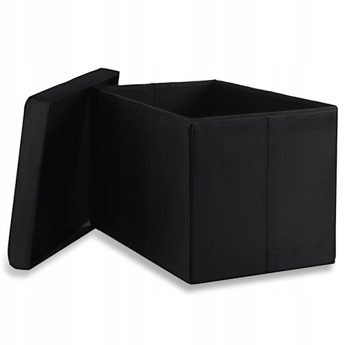 Pufa ze Schowkiem Skrzynia Welurowa Pojemnik Ława Do Salonu Czarna - na Arena.pl