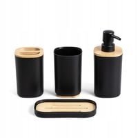 Zestaw łazienkowy TULA 4 el. Czarny z bambusem HOMLA