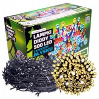 Lampki Choinkowe 500 LED 50m Zewnętrzne CIEPŁE BIAŁE + FLASH + TIMER