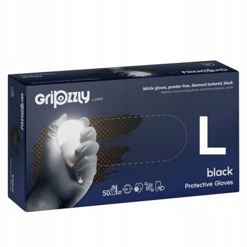 Rękawiczki robocze NITRYLOWE czarne AQL 1.5 GRIPZZLY Black r.L 50 szt. na Arena.pl