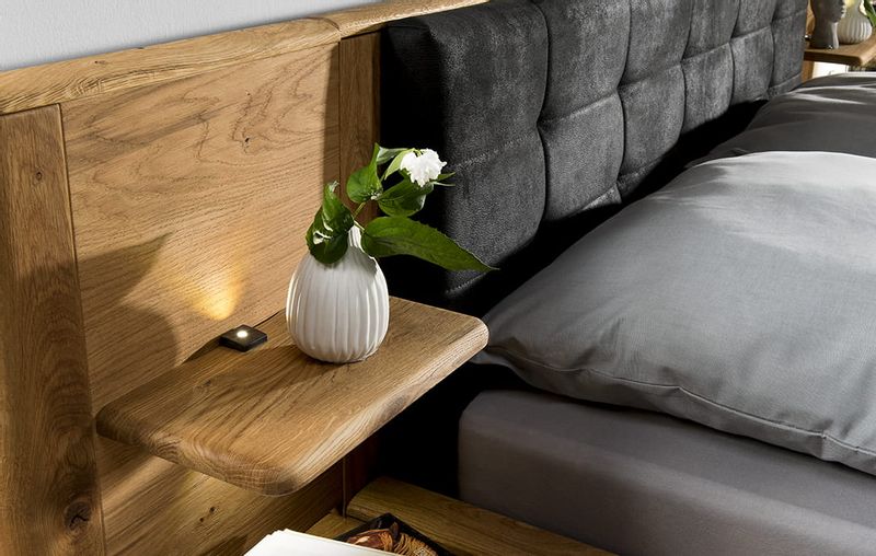 Łóżko dębowe Orio z zagłówkiem - 140x200 + panel lewy zdjęcie 9