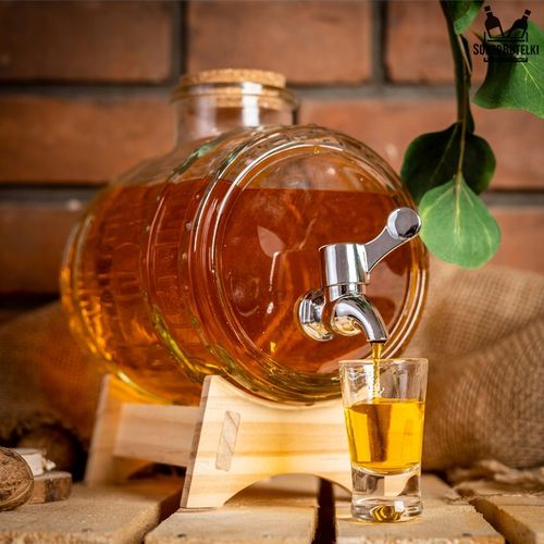 Beczka szklana z kranikiem 2L beczułka antałek karafka do whisky na wodę na Arena.pl