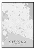 Giżycko mapa czarno biała - plakat 40x50 cm