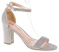 Sandały zamszowe na słupku 8,5 cm. zakryta pięta szare Rozmiar obuwia - 41