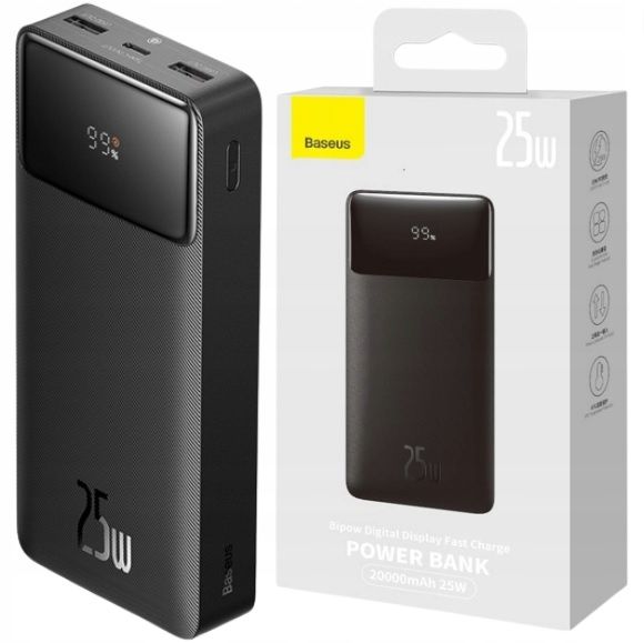 SZYBKI POWERBANK BASEUS 20000MAH 25W PD 3x USB USB-C 3A QC 3.0 UNIWERSALNY zdjęcie 1