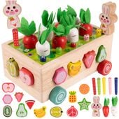 Układanka Montessori Drewniany Sorter Klocków Złap Robaczka Marchewki