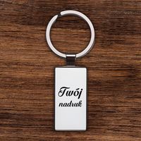 Dwustronny brelok do kluczy kwadratowy - z Twoim nadrukiem - czarny